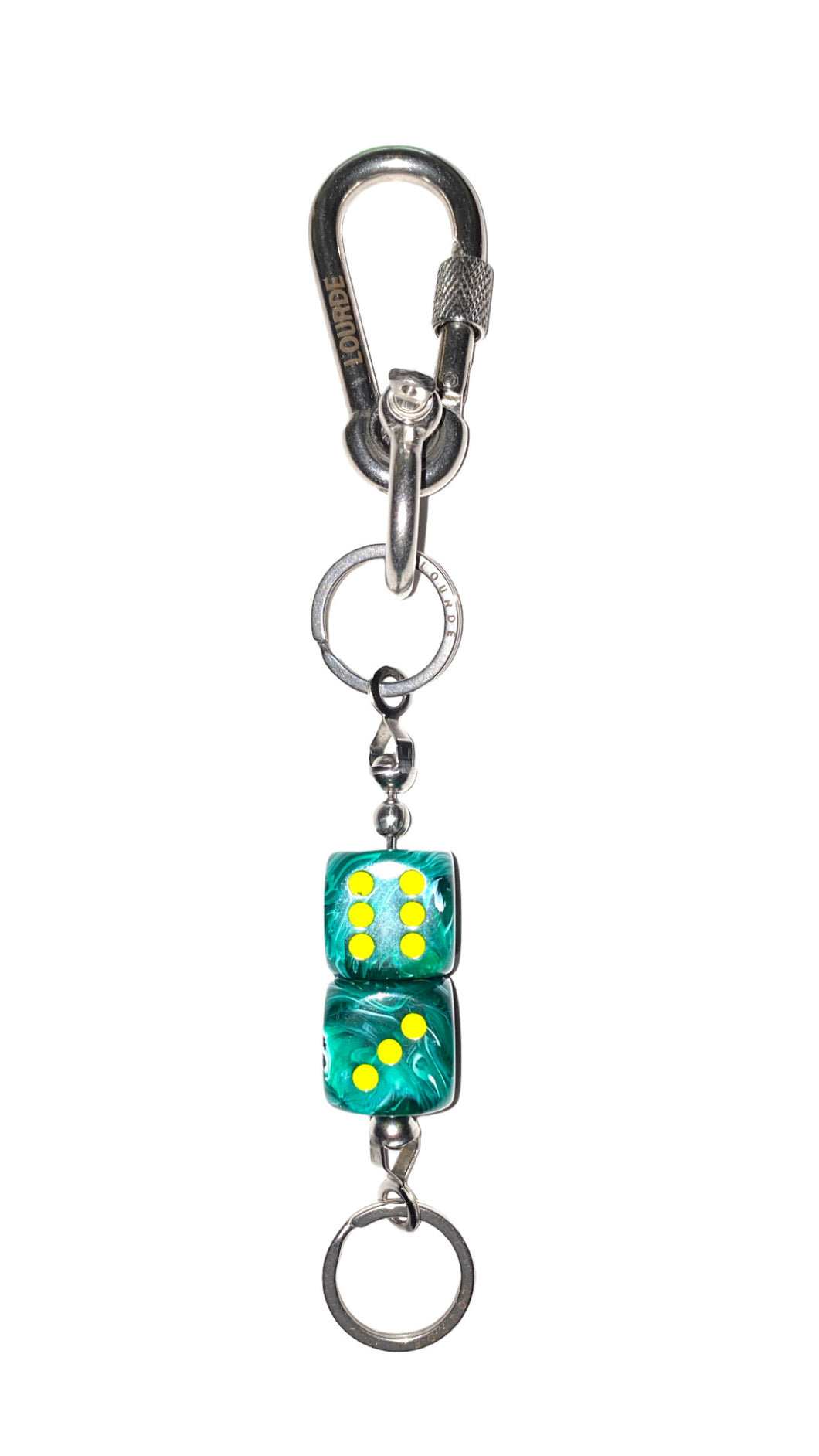 LOURDE CHUNKY DICE BAG & KEY CHAIN - AQUA YELLOW