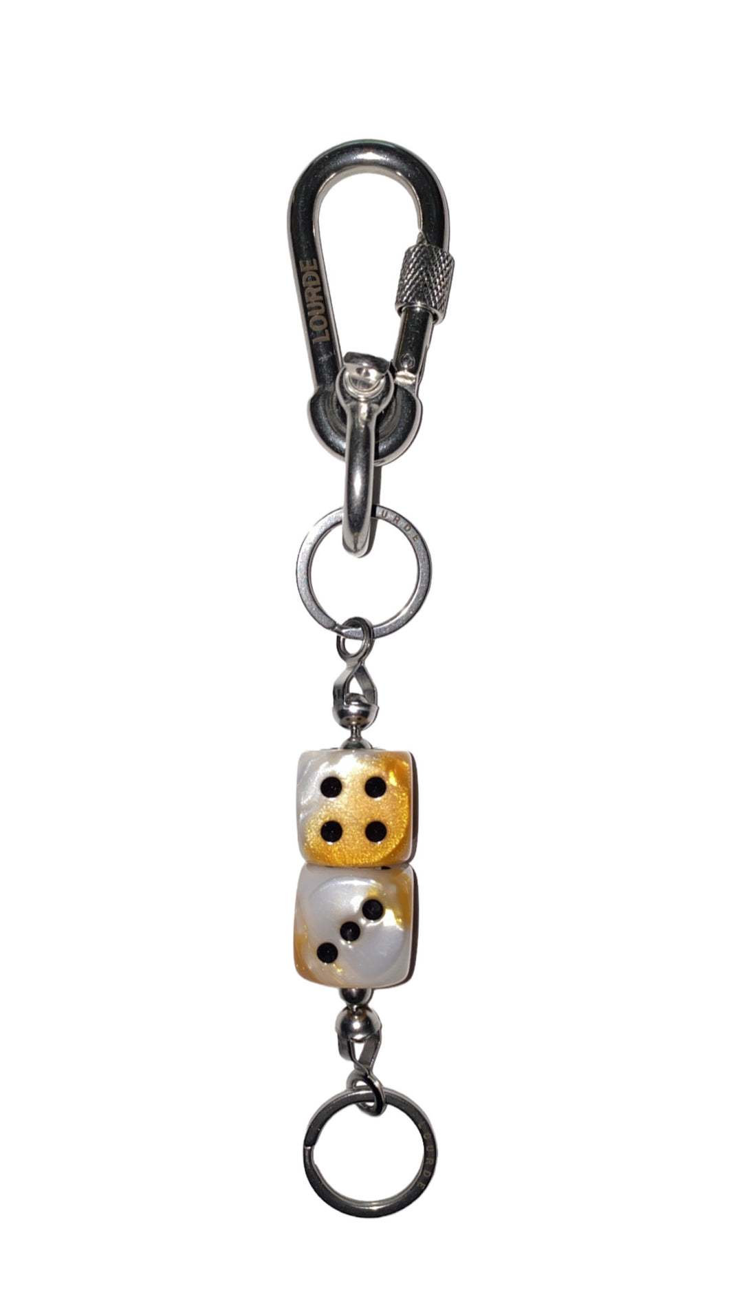 LOURDE CHUNKY DICE BAG & KEY CHAIN - PEARL CARAMEL