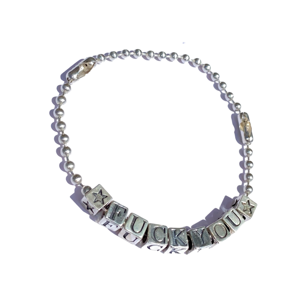 LOURDE FUCK YOU V2 STERLING SILVER BRACELET