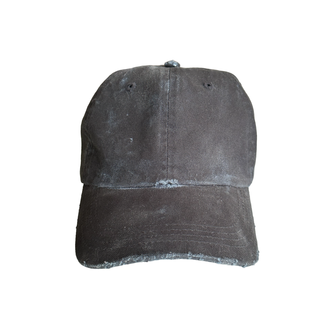 LOURDE SIGNATURE MINIMAL DISTRESSED MOM & DAD CAP - DIRTY BLACK