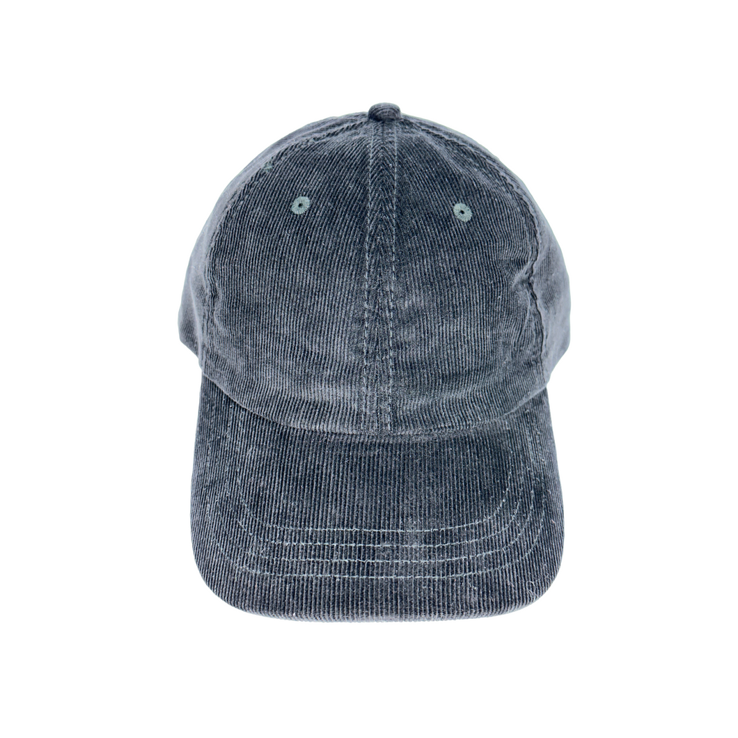 LOURDE SIGNATURE MINIMAL CORDUROY CAP - INK BLACK