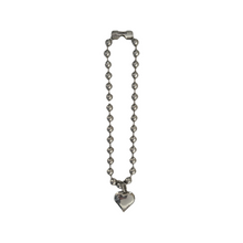 LOURDE CHUNKY HEART CHARM BALL CHAIN NECKLACE STAINLESS STEEL