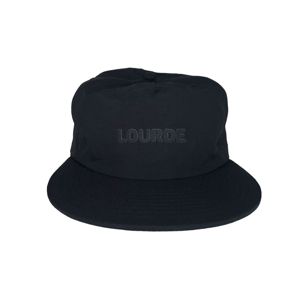 LOURDE NYLON BLACK TEXT BASEBALL CAP BLACK