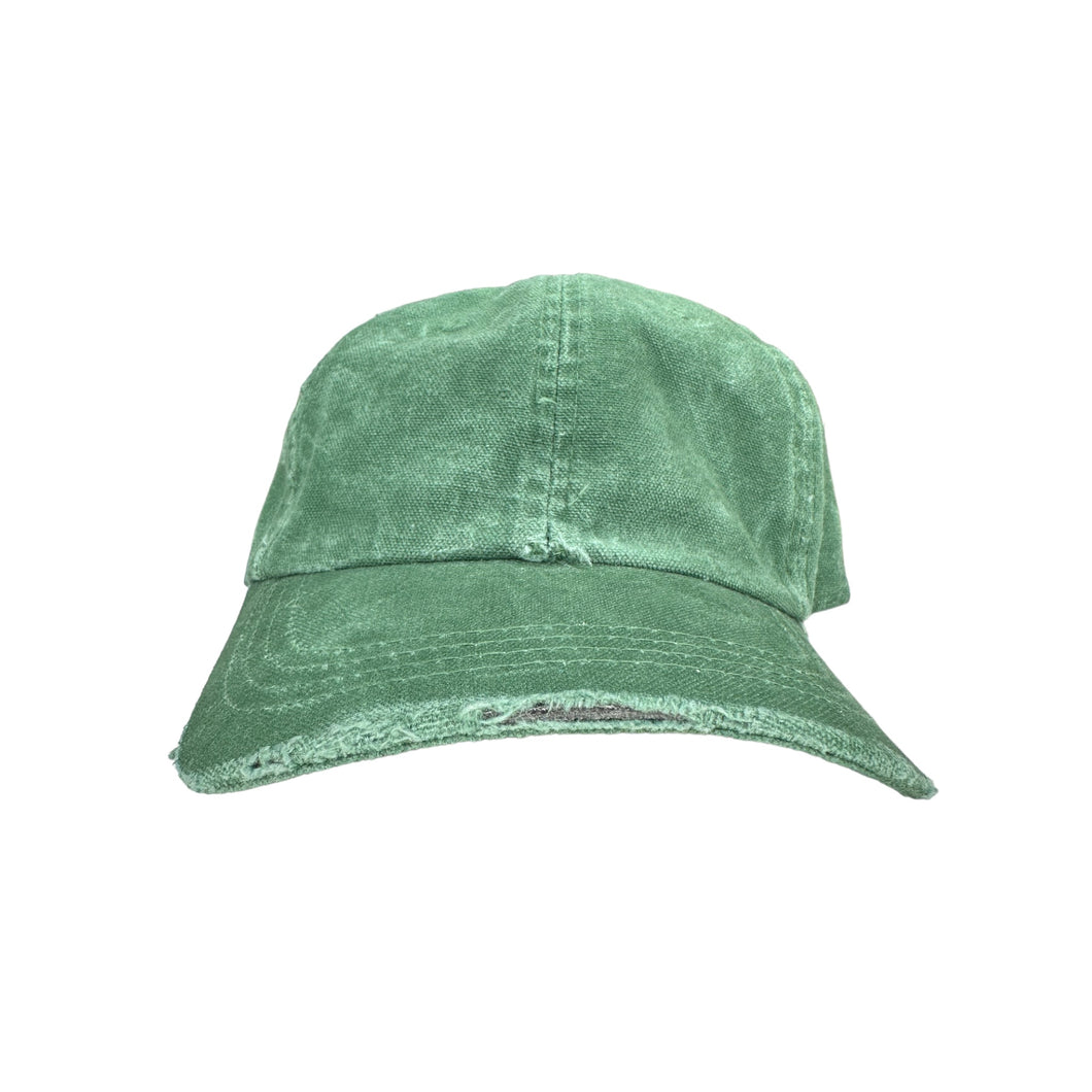 LOURDE SIGNATURE MINIMAL DISTRESSED MOM & DAD CAP - FOREST GREEN